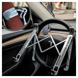 STEERTOP Car Laptop Mount Steering Wheel Tray Holder, Height Adjustable Car Desk for Laptop Computer Tablet, Foldable Portable Lap Laptop Stand for Car Vehicle Workstation Accessories Truck SUV Tesla