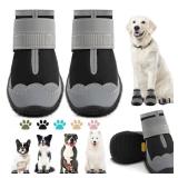 Dog Shoes for Large Dogs, Medium Dog Boots & Paw Protectors for Hardwood Floors, Outdoor Dog Booties for Hot Pavement Winter Snow Hiking, Waterproof Dog Shoes with Reflective Strips Size 7