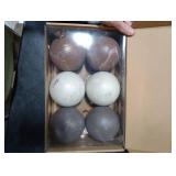 PullCrease 6 Pcs 4 Inch Neutral Christmas Ball Ornaments with Velvet Ribbon Large Rustic Textured Copper Brown Ivory White Ornaments Antique Farmhouse Modern Christmas Decor for Tree Indoor Outdoor