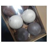 PullCrease 6 Pcs 4 Inch Neutral Christmas Ball Ornaments with Velvet Ribbon Large Rustic Textured Copper Brown Ivory White Ornaments Antique Farmhouse Modern Christmas Decor for Tree Indoor Outdoor