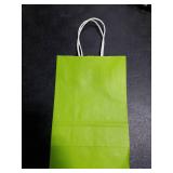 BagDream 5.25x3x8 Inch 100Pcs Green Gift Bags with Handles Small Kraft Paper Bags Bulk for Welcome Party Favors, Baby Shower, Goody, Treat, Retail, Grocery Paper Sacks