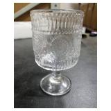 Pumtus 6 Pack Vintage Goblet Glasses, 8 OZ Embossed Floral Glass Cup, Clear Romantic Wine Glassware, Unique Pressed Pattern Stemware, Mixed Drink Glasses Set for Cocktail, Juice,Whiskey, Beer