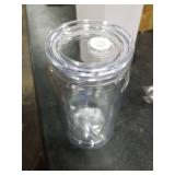 Tswofia 8 Pack plastic Snow Globe Tumbler, 16 Oz Double Wall Plastic Can with Lid and Straw, Plastic Mason Jar Mug for Snow Globe Glitter DIY Gift (Clear)