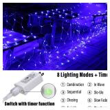Joomer Christmas Net Lights - 2PACK 12FT x 5FT 360 LED Plug-in Mesh Lights, Waterproof with 8 Modes, Timer, Connectable for Bushes, Trees, Garden, Outdoor Christmas Decor (Clear Wire, Blue)