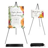 JEAWIWI 2PCS Black Easel Stand for Wedding Sign Stand, 66 Inch Portable Adjustable Poster Stands for Display, Floor Tripod Collapsible Display Easel, Balck Metal Easel Stand with Portable Bags