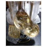 Blushtier 7 Pcs Black and Gold Cooking Utensils Set, Stainless Steel Kitchenware Gift with Hanging Shelf, Slotted Spoon, Slotted Spatula, Large, Soup Ladle, Spatula, Pasta Spoon, Easy to Clean