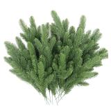 Hananona 50 Pcs Artificial Pine Branches Green Plants Pine Needles DIY Accessories for Garland Wreath Christmas and Home Garden Decor (50, Green)