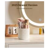 DooGooCoo [Upgrade] Rotating Makeup Brush Holder, [Large Capacity] 5 Slot Cosmetics Make up Brush Organizer Storage for Dresser, Countertop, Vanity & Bathroom