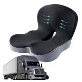 dunlips Memory Foam Seat Cushion for Truck Drivers, Office Chairs Ergonomic Seat Cushion for Back, Tailbone Sciatica Pain Relief, Pressure Relief Pad for Long Sitting, Car Seat Desk Chair Use (Gray)