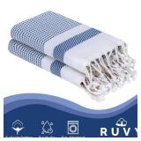 Ruvy Home Basics Turkish Hand Towels for Bathroom Set of 4 | 18x40, Cotton | Decorative Towel for Bathroom, Kitchen, Dishcloth, Tea, Yoga, Face, Gym - Navy