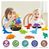 FFTROC Montessori Dinosaur Toys for 2 3 4 Year Old Boys - Wooden Stacking Dinosaur Toys for Kids 2-4 3-5, Toddler Balancing Block Sets