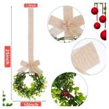 jiebor 2Pcs Mini Christmas Wreaths for Cabinets Small Green Hanging Wreath Ornament for Winter Holiday Home Outdoor Indoor Window Tree Crafts Decorations 25 x 10 Inch