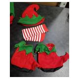 Dormstop Kids Holiday Elf Costumes Deluxe Grils Christmas Elf Dress Set Christmas Party Dress Outfit (3-5 Years)