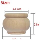 Btibpse 2 Inch Wooden Furniture Legs, Solid Wood Unpainted Replacement Furniture Legs, Cabinet Legs/Desk/Sofa/Bookcase Bun Feet, DIY Wooden Round Legs with Mounting Plate & Screws Set of 4 (2 Inch)
