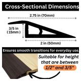 1/2 to 3/5 Height Threshold Ramp - Rubber Threshold, Floor Transition Strip, Door Strip, Wheelchair Ramp, Carpet to Tile Strip (Ebony Walnut, 40 inches)