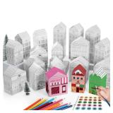 Reallnaive Multi Pcs Paper Christmas Cardboard House to Color for Crafts DIY Coloring Paper Christmas Village Paintable Gingerbread House Kit Cardboard White Village Winter Holiday Decor
