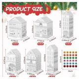 Reallnaive Multi Pcs Paper Christmas Cardboard House to Color for Crafts DIY Coloring Paper Christmas Village Paintable Gingerbread House Kit Cardboard White Village Winter Holiday Decor