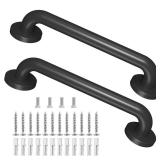 2 Pack 16 Inch Metal Industrial Handrail Grab Pipe Staircase Steps Indoor Exterior Outdoor Deck Hand Rail Safety Grab Bar (Matte Black) Handle for Stairs Bars Wall Elderly Grab Wall Mounted