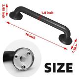 2 Pack 16 Inch Metal Industrial Handrail Grab Pipe Staircase Steps Indoor Exterior Outdoor Deck Hand Rail Safety Grab Bar (Matte Black) Handle for Stairs Bars Wall Elderly Grab Wall Mounted