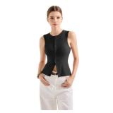 SUUKSESS Women Button Down Going Out Trendy Tops Ribbed Sexy Vest Y2K Tank Tops (Black, M)
