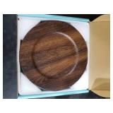 MAONAME Round Charger Plates Multiset, 13 Inch Brown Charger for Dinner Plates, Farmhouse Faux Wood Plate Chargers, Rustic Table Chargers for Weddings, Party