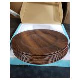 MAONAME Round Charger Plates Multiset, 13 Inch Brown Charger for Dinner Plates, Farmhouse Faux Wood Plate Chargers, Rustic Table Chargers for Weddings, Party
