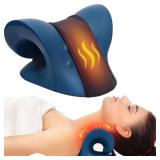 Neck Stretcher for Neck Pain Relief, Heated Cervical Traction Device Pillow with Graphene Heating Pad, Neck and Shoulder Relaxer for TMJ Pain Relief and Cervical Spine Alignment (Dark Blue)