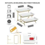 LAUCHUH 3 Tier Serving Stand Porcelain Serving Platter Tier Serving Trays with Collapsible Sturdier Rack, Serving Dishes and Platters for Thanksgiving, Christmas, Entertaining, Gold, 12 Inch