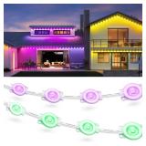 Fussion 200ft Permanent Outdoor Lights for House, 2025 Smart RGB LED Outside Lights with APP Remote Control, IP67 Waterproof Eternity Eaves Lighting for Christmas, Halloween, Holiday, Party, Daily NO 
