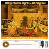 Ollny Cluster Christmas Lights 1000LED 49FT, Warm White Tree Lights 8 Modes Timer Remote, Waterproof String for Outdoor Indoor Outside Garland Xmas Decorations