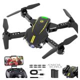 Drone with Camera for Kids 1080P HD FPV Foldable Drone for Adults & Beginners, Mini Drone for kids, RC Quadcopter with 2 Batteries, Gravity Control, One Key Take Off/Land, 360° Flip, Waypoint Fly