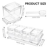 XJMWXHFC Clear Seasoning Box, 4 Pieces Seasoning Rack Spice Pots, Storage Container Condiment Jars Acrylic Seasoning Box with Covers and Spoons for Spice, Sugar, Salt, Sugar, Cardamon, Cinnamon