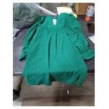 QACOHU Fall Dresses for Women 2026 Casual V Neck Long Sleeves Flowy Mini Tunic Dress Dark Green L