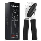 Can Opener Manual, MARSWELL Comfy Grip Can Opener Hand Held with Magnetic Lifter, Smooth Cutting Sharp Blade, Manual CanOpener for Seniors with Easy Turn Knob, Black