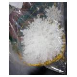 White Glitter Snowflake Ornaments Various Size Plastic Christmas Tree Decorations with Silver Rope for Winter Wonderland Window Door Accessories