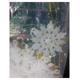 White Glitter Snowflake Ornaments Various Size Plastic Christmas Tree Decorations with Silver Rope for Winter Wonderland Window Door Accessories