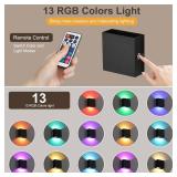 Battery Wall Sconces Set of Two, Rechargeable Colored Wall Lights with Remote, Stick Up and Down Indoor Lighting Cordless Sconce for Hallway, Black