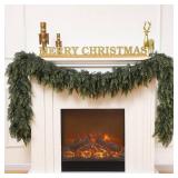 Waydress 2 Pcs 9 ft Christmas Cedar Garland - Thick & Lush Realistic Artificial Green Faux Cedar Pine Needles Garland for Christmas Winter Home Mantel Fireplace Holiday Party Decor