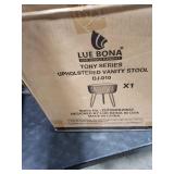 LUE BONA Pleated Vanity Stool, Velvet Upholstered for Makeup Room, Round Mondern Stool for Vanity, Ottoman Footrest with Metal Legs for Living Room, Bedroom, Emerald