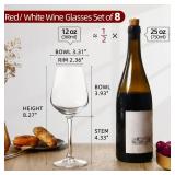 SHYRC Wine Glasses Set of 8, 12oz Clear Red/White, Long Stem Wine Glasses for Party, Wedding and Home