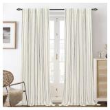 DriftAway Farmhouse Linen Blend Blackout Curtains 84 Inches Long for Bedroom Vertical Striped Printed Linen Curtains Thermal Insulated Lined Treatments for Living Room 2 Panels W52 x L84 Linen Grey