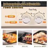 Food Party Hot Pot Electric Grill 2 in 1 Korean BBQ Grill Indoor Smokeless Hotpot Pot Electric Cooker Sahabu Shabu Pot Non Stick (Small)