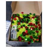 Aurelema 5 ft Christmas Whimsical Pop up Curved Tree with 50 LED Light String Decorations Curved Plastic Tree Lime Green Purple Tinsel for Xmas Home, Apartment, Office(Green)