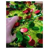 Aurelema 5 ft Christmas Whimsical Pop up Curved Tree with 50 LED Light String Decorations Curved Plastic Tree Lime Green Purple Tinsel for Xmas Home, Apartment, Office(Green)