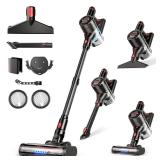 Zyxrona Cordless Vacuum Cleaner, 450W/40Kpa Stick Vacuum with Powerful Suction, 50Min Vacuum Cleaner for Home, Anti-tangle and 1L Dust Cup, 8 in 1 Lightweight Vacuum for Hardwood Floor Carpet Pet Hair