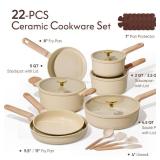 CAROTE 22Pcs Pots and Pans Set Non stick, Ceramic Cookware Set, Non-toxic Kitchen Cooking Set, PFAS and PFOA Free