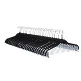 Amazon Basics Velvet, Non-Slip Skirt Clothes Hangers with Clips, Organize Pants and Skirts, Black/Silver, Pack of 24 - Retail: $19