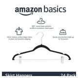Amazon Basics Velvet, Non-Slip Skirt Clothes Hangers with Clips, Organize Pants and Skirts, Black/Silver, Pack of 24 - Retail: $19