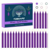 Tobeape Spell Chime Candles 24 pcs Purple Candles, 4\" Tall Unscented Mini Magic Taper Candle Bulk for Witchcraft, Wiccan Altar, Ritual, Prayer, Meditation, Birthday Party Home Decor - Retail: $8