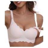 As Fairy Nursing Bras for Breastfeeding and Pumping Seamless Wireless Padded Nursing & Maternity Padded Bra (Top and Bottom Floral Wave Light Pink L)